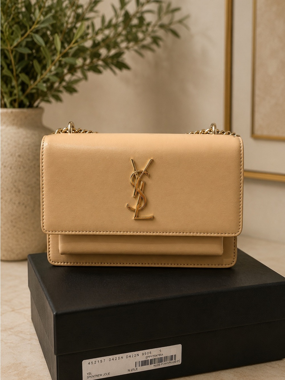 Saint Laurent Tan Leather Flap Crossbody